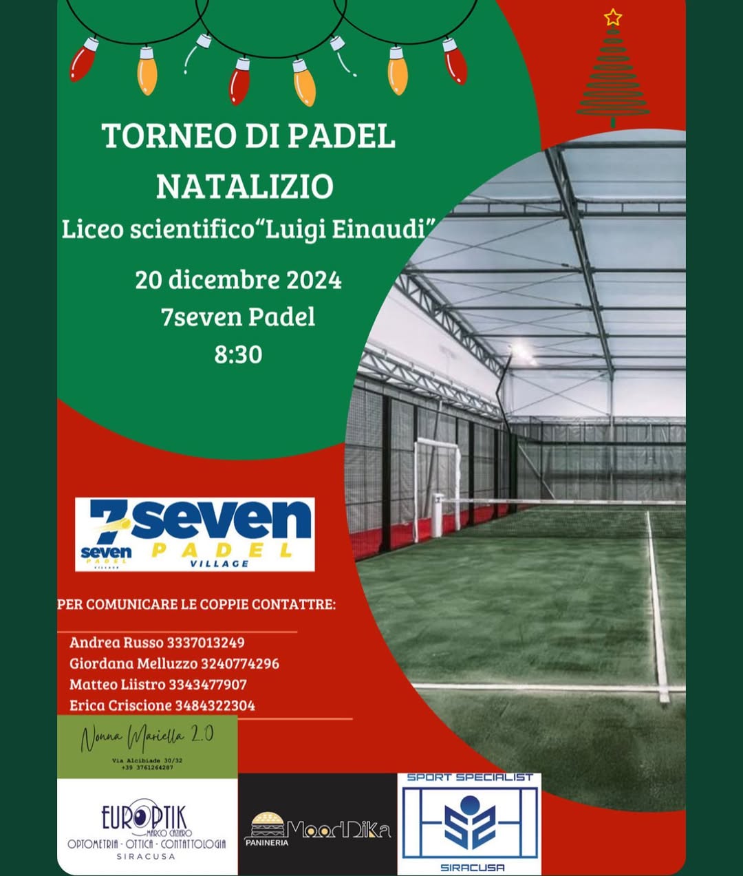 Torneo di Padel Natalizio organizzato dal Liceo scientifico “Luigi Einaudi”